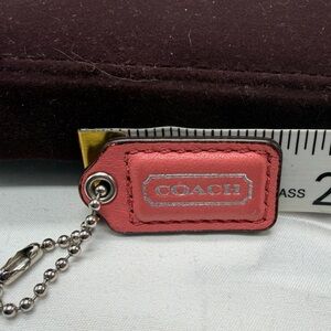 COACH Pink Leather Silver Letters Key FOB Bag Charm Keychain Hang Tag 1.5” Long